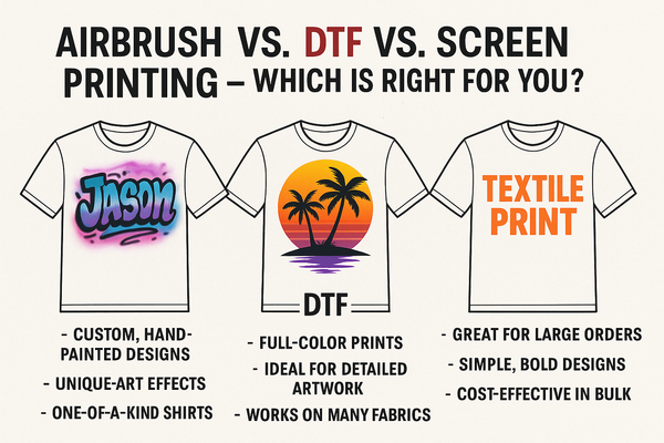Airbrush vs. DTF vs. Screen Printing – Which is Right for You?