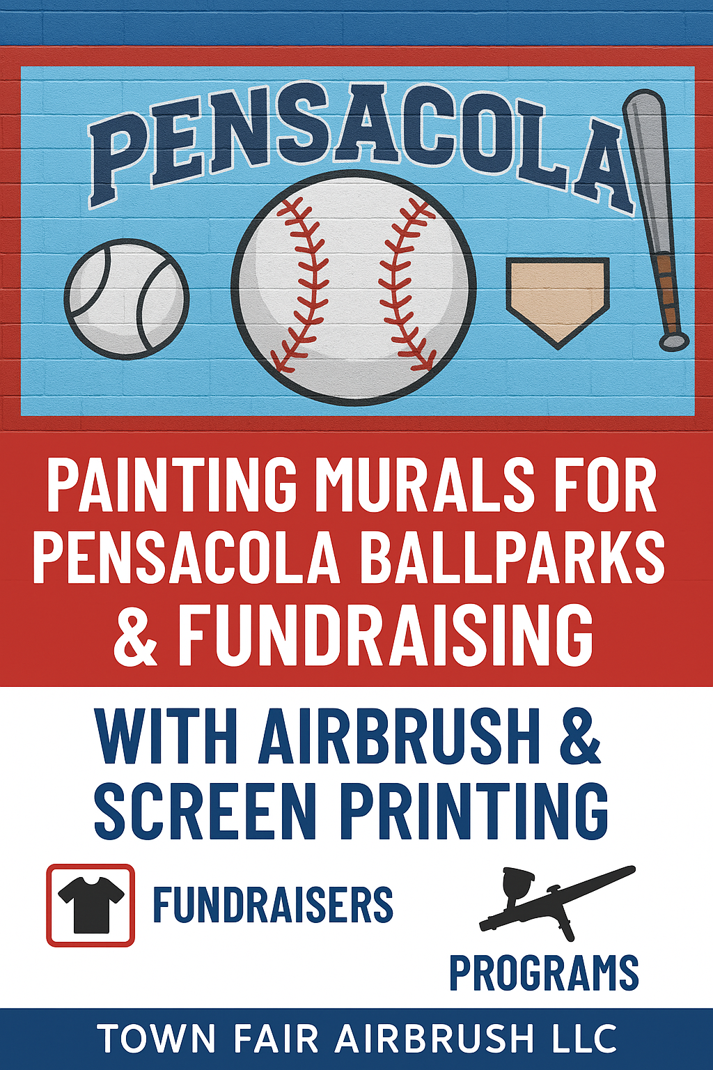 Painting Murals for Pensacola Ballparks &amp; Fundraising With Airbrush &amp; Screen Printing