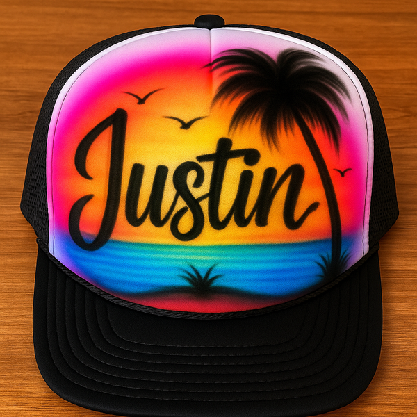 Beach design on hat