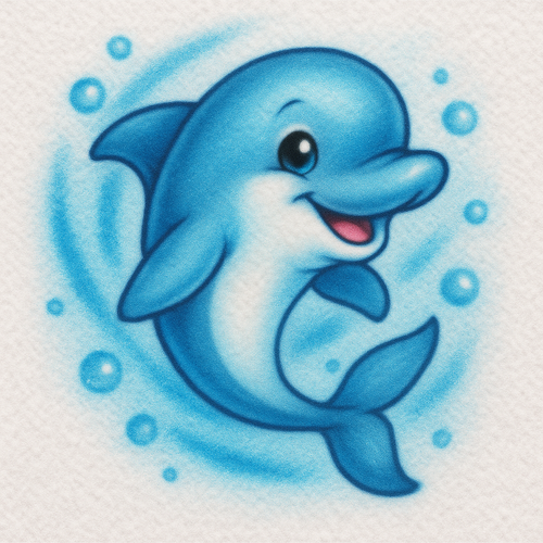 Airbrush dolphin kid design